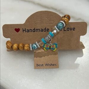 Brown Beaded Bracelet with Butterfly Charm